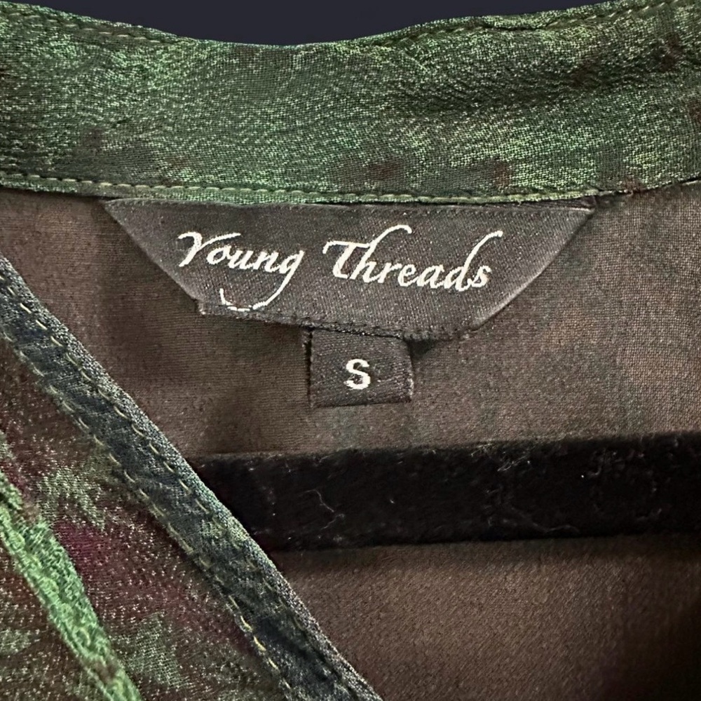 Young Threads Green Patchwork Boho Blouse Size Sm… - image 4